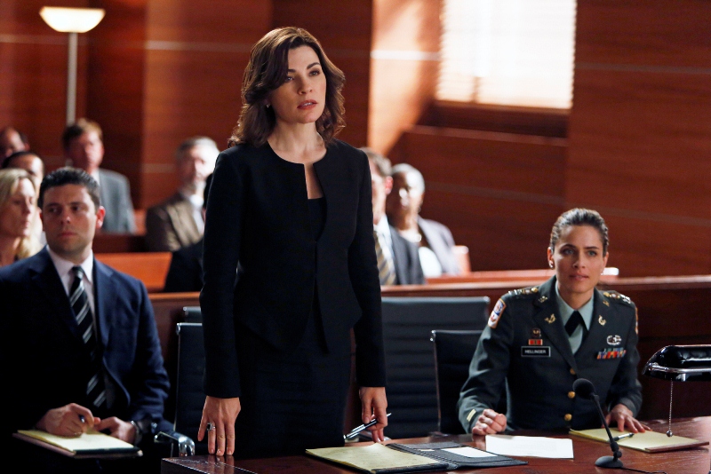 "The Art of War"-- Alicia (Julianna Margulies, left) represents Laura Hellinger (Amanda Peet, right), an Army captain who accuses a civilian contractor of attempting to rape her in Afghanistan, on THE GOOD WIFE, Sunday Nov. 4. (9:30-10:30 PM, ET/8:30-9:30 PM, CT/9:00-10:00 PM, PT) on the CBS Television Network. Photo: Craig Blankenhorn/CBS Â©2012 CBS Broadcasting, Inc. All Rights Reserved